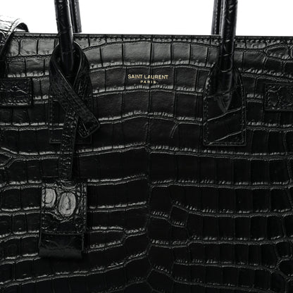 Saint Laurent Calfskin Crocodile Embossed Baby Sac De Jour Black 8 of 11