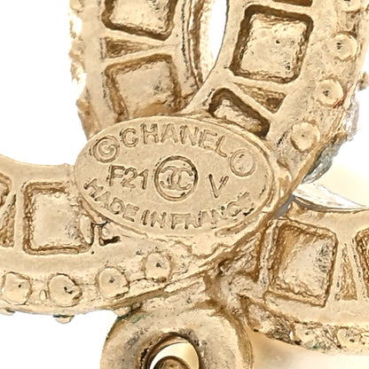 Chanel Crystal Pearl CC Drop Earrings Gold 4 of 4