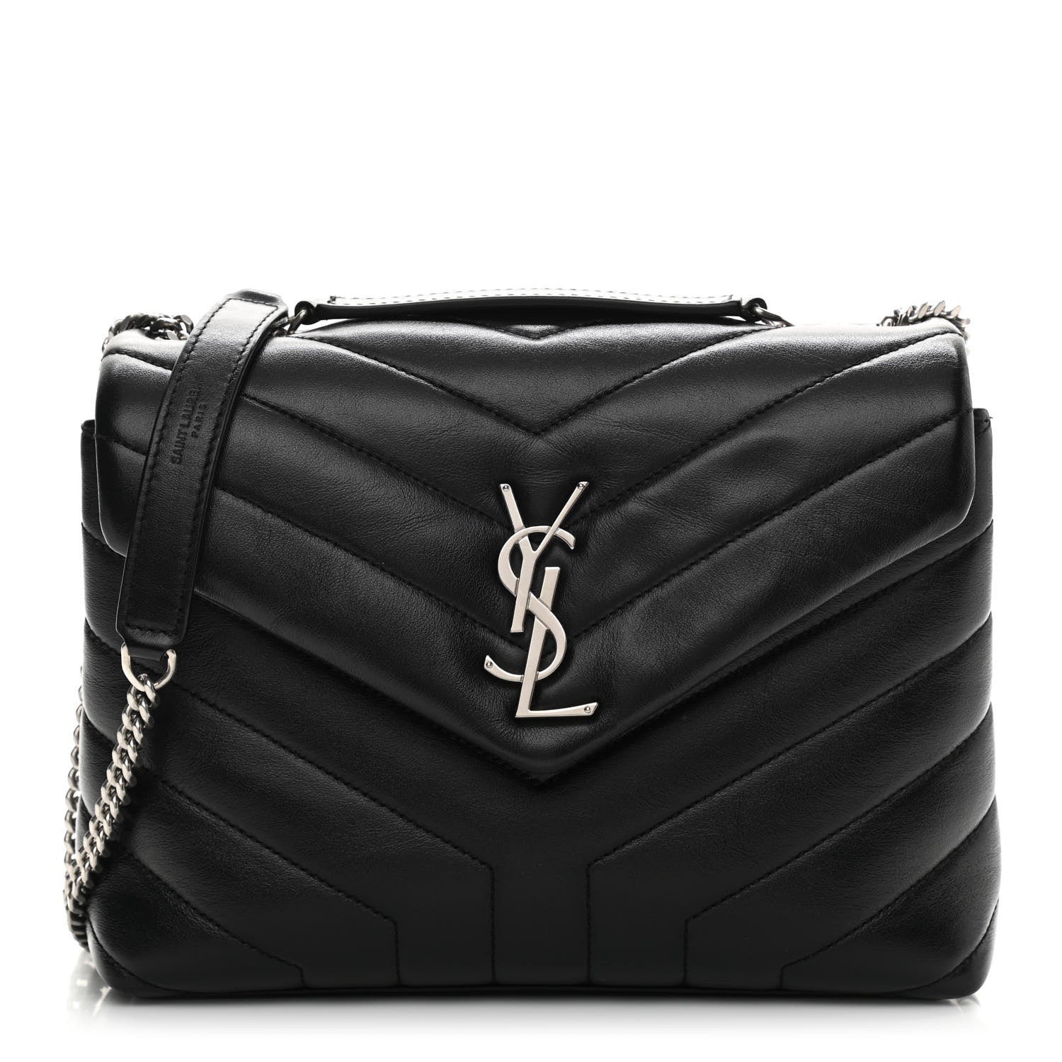 Saint Laurent Calfskin Y Quilted Monogram Small Loulou Chain Satchel Black 1 of 9