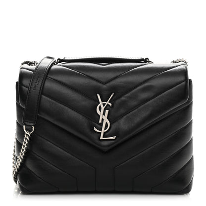 Saint Laurent Calfskin Y Quilted Monogram Small Loulou Chain Satchel Black 1 of 9