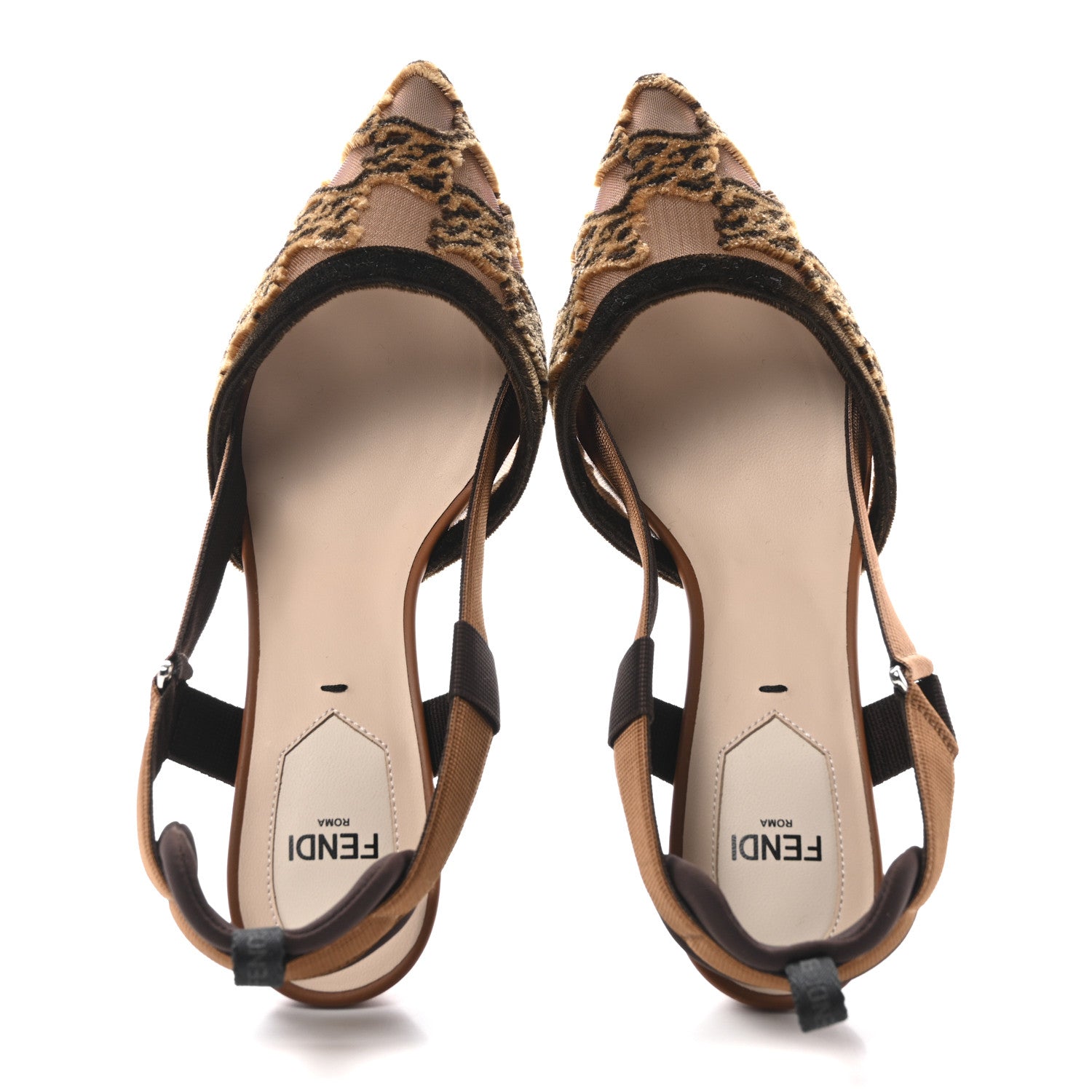 Fendi Mesh Velvet Karligraphy Colibri 55mm Slingback Pumps 35.5 Nocciola 2 of 9