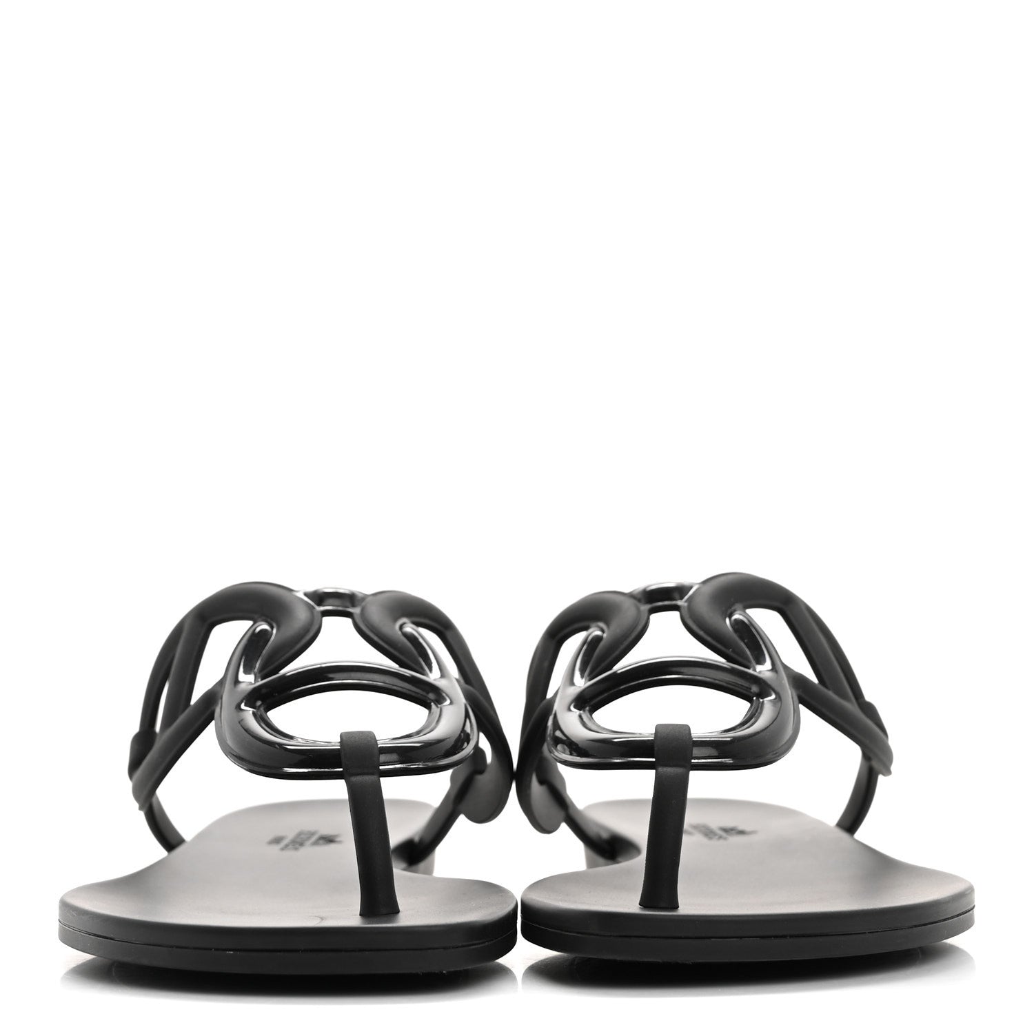 Hermes Rubber Womens Egerie Sandals 38 Black 3 of 8