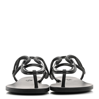 Hermes Rubber Womens Egerie Sandals 38 Black 3 of 8