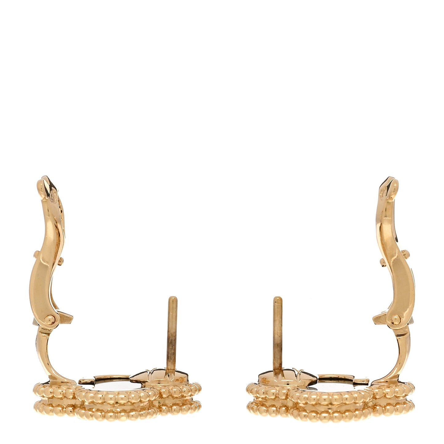 18K Yellow Gold Black Onyx Vintage Alhambra Earrings