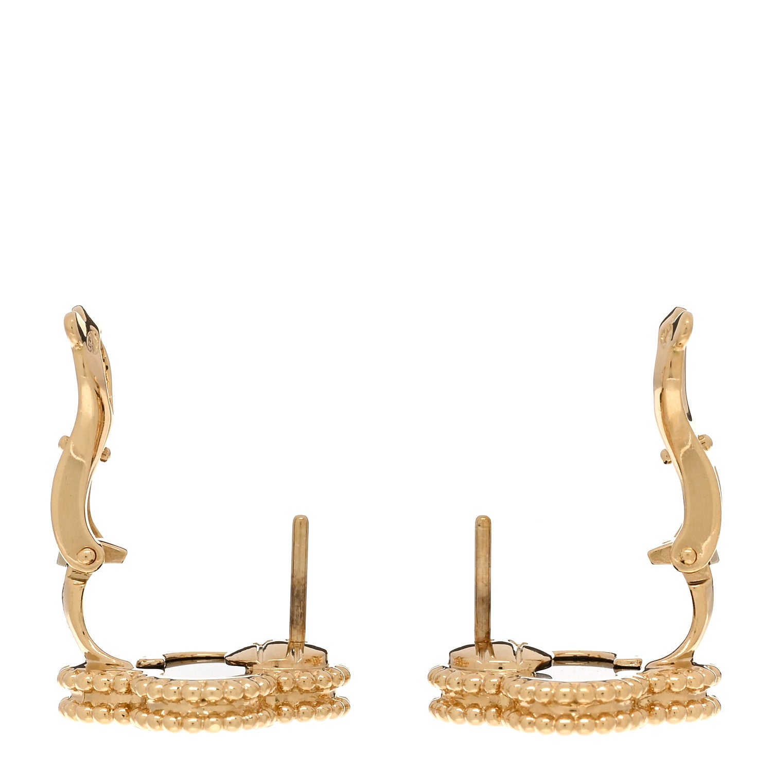 Van Cleef & Arpels 18K Yellow Gold Black Onyx Vintage Alhambra Earrings 3 of 5