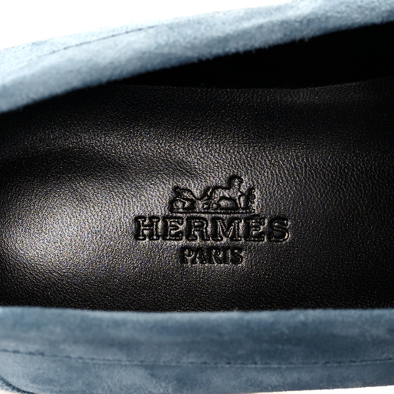 Hermes Suede Goatskin Womens Faubourg Loafers 35 Bleu Pinede 7 of 8
