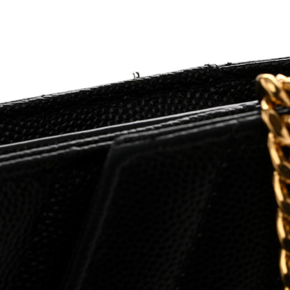 Saint Laurent Grain De Poudre Matelasse Chevron Monogram Chain Wallet Black 10 of 11