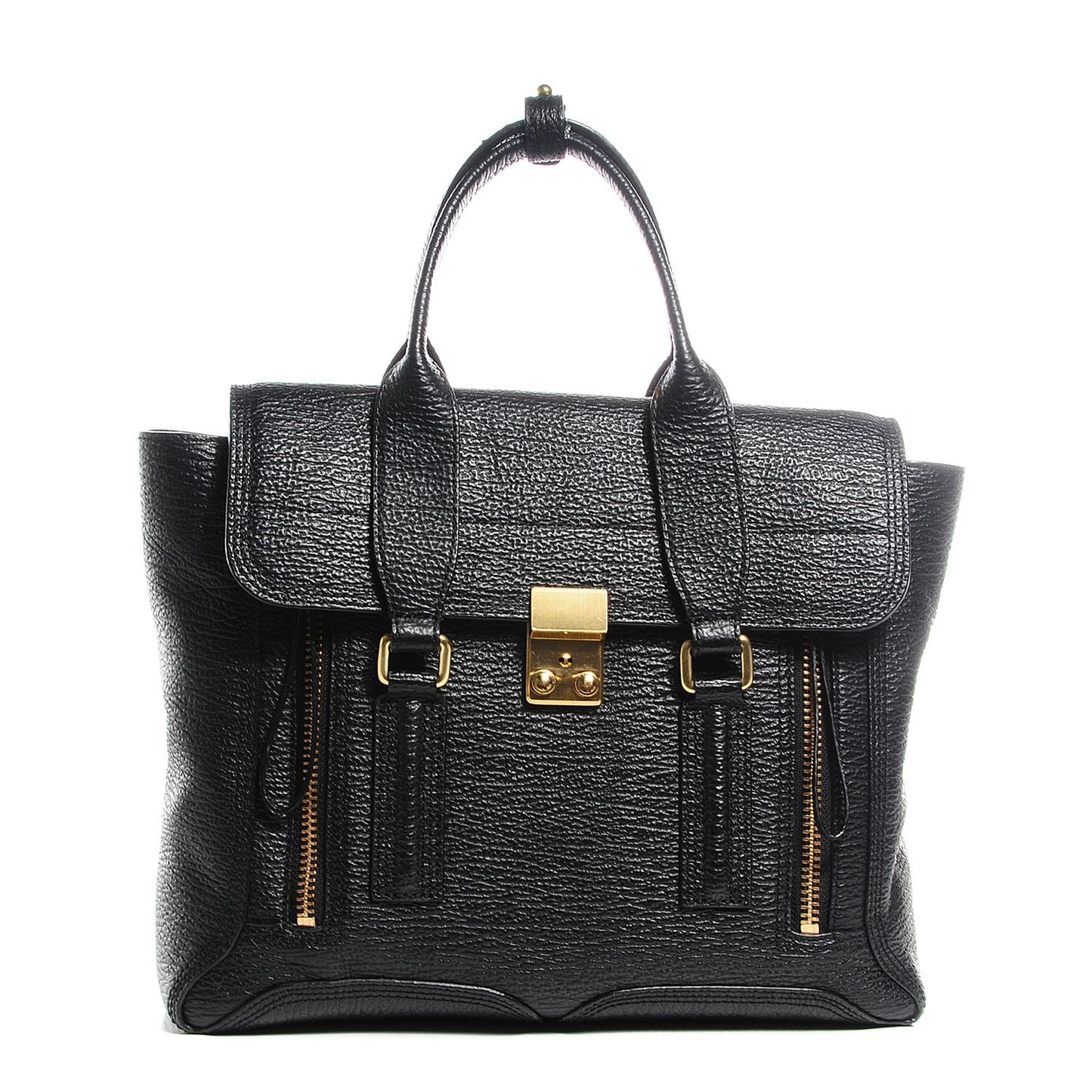 3.1 Textured Calfskin Medium Pashli Satchel Black