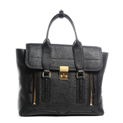 3.1 Phillip Lim 3.1 Textured Calfskin Medium Pashli Satchel Black 1 of 12