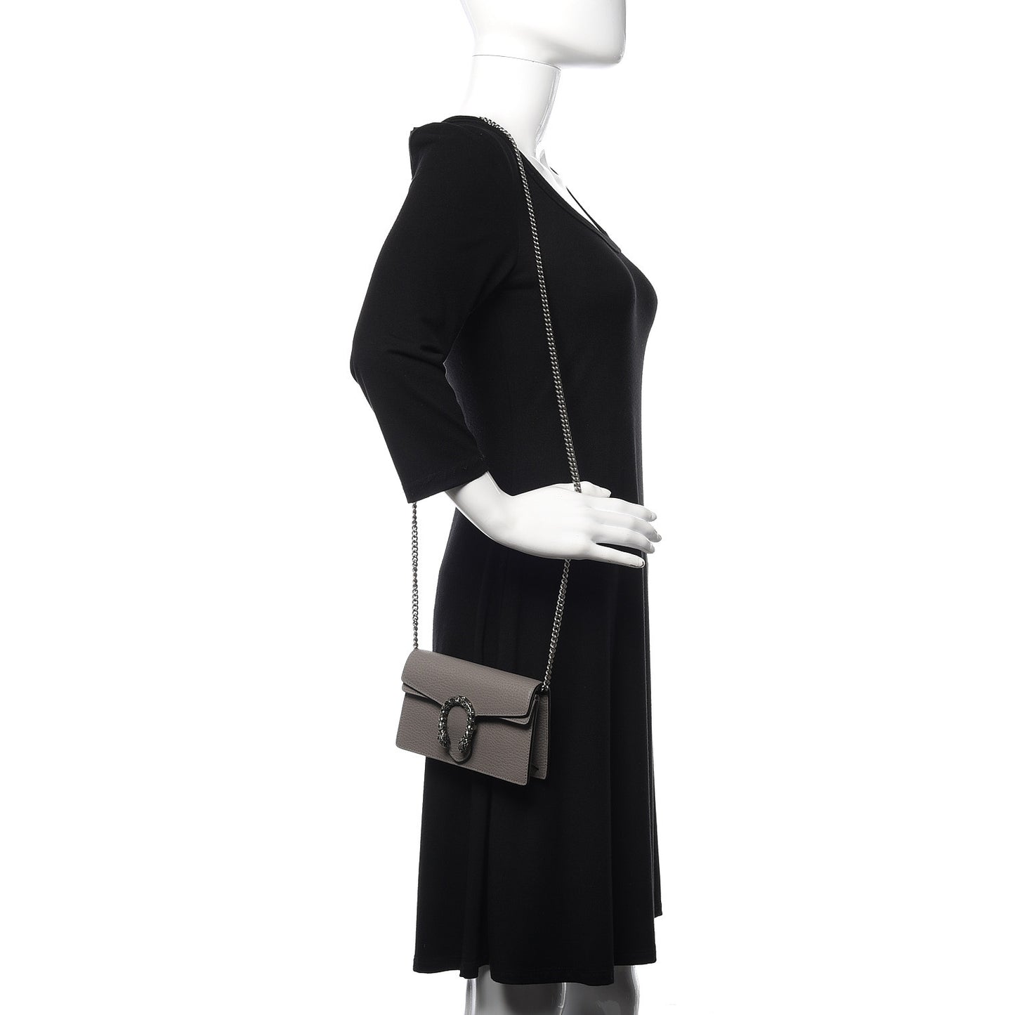 Dollar Calfskin Crystal Super Mini Dionysus Shoulder Bag Dusty Grey Black Diamond