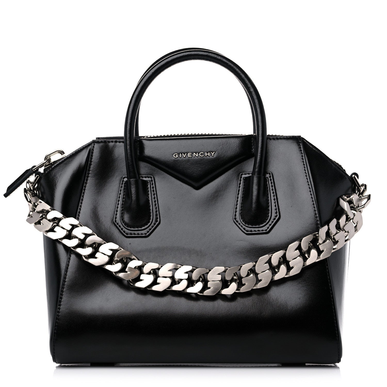 Givenchy Shiny Lord Calfskin Small Antigona With Chain Black 1 of 14