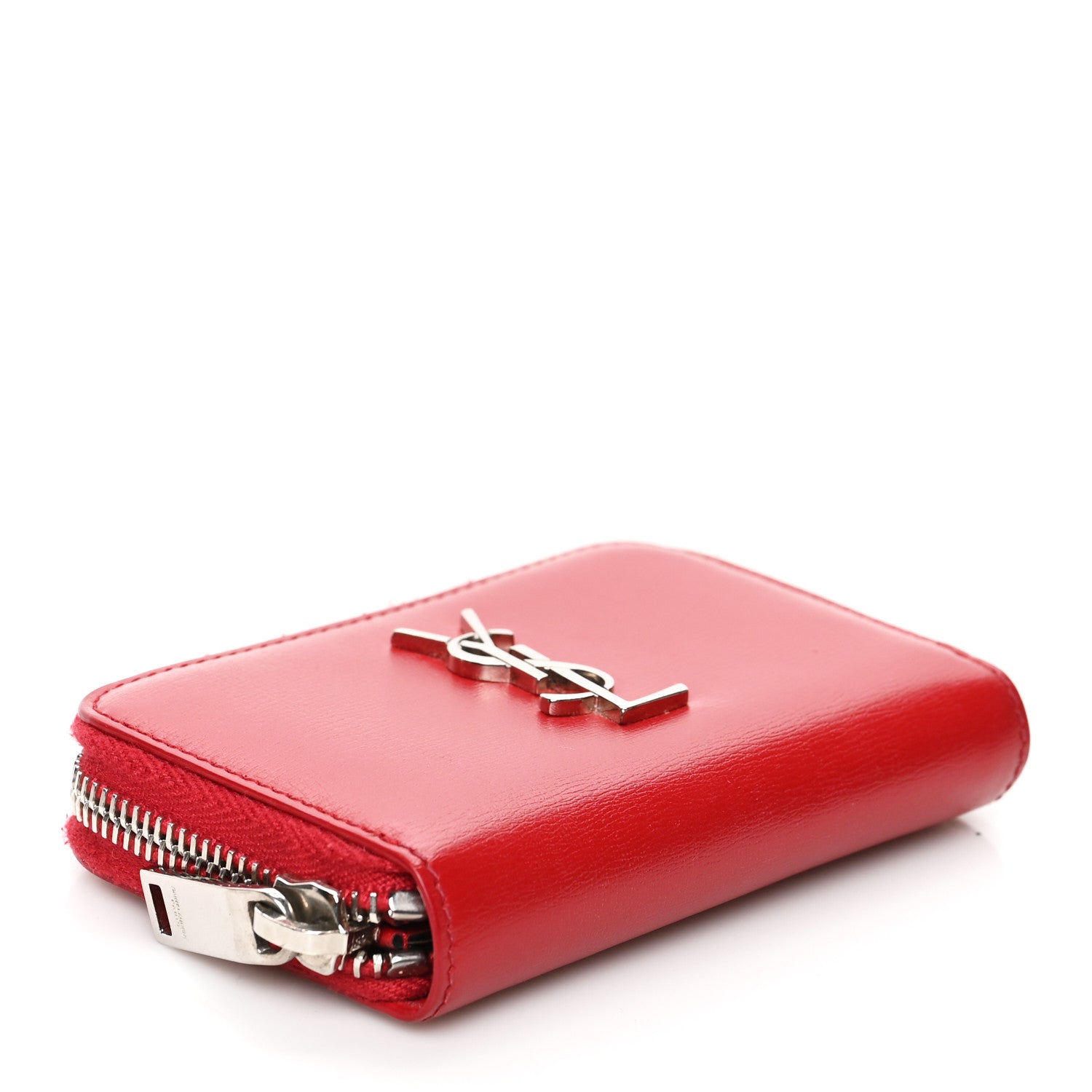 Saint Laurent Calfskin Compact Zip Around Wallet Red 4 of 6