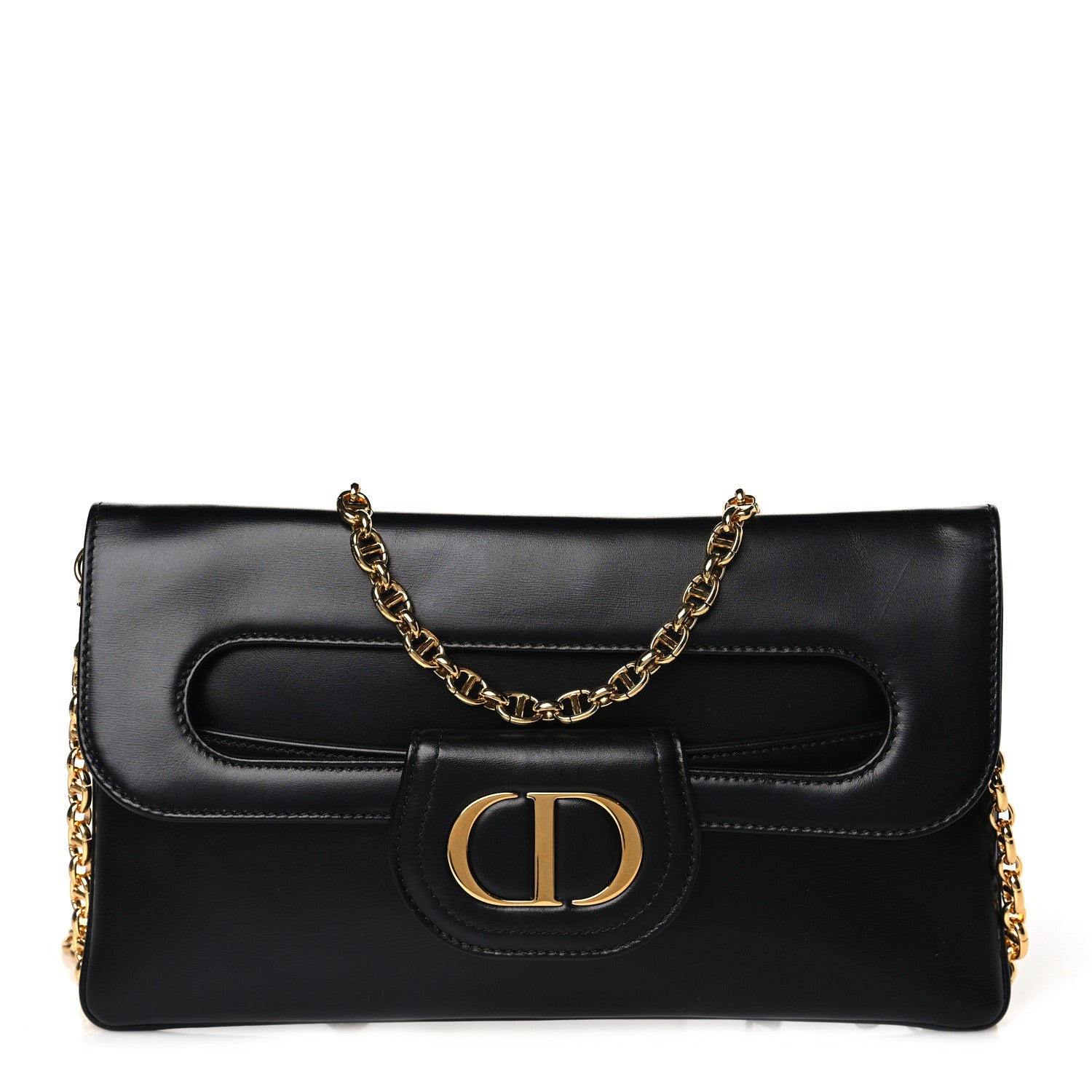 Christian Dior Smooth Calfskin Medium Diordouble Chain Bag Black 1 of 8