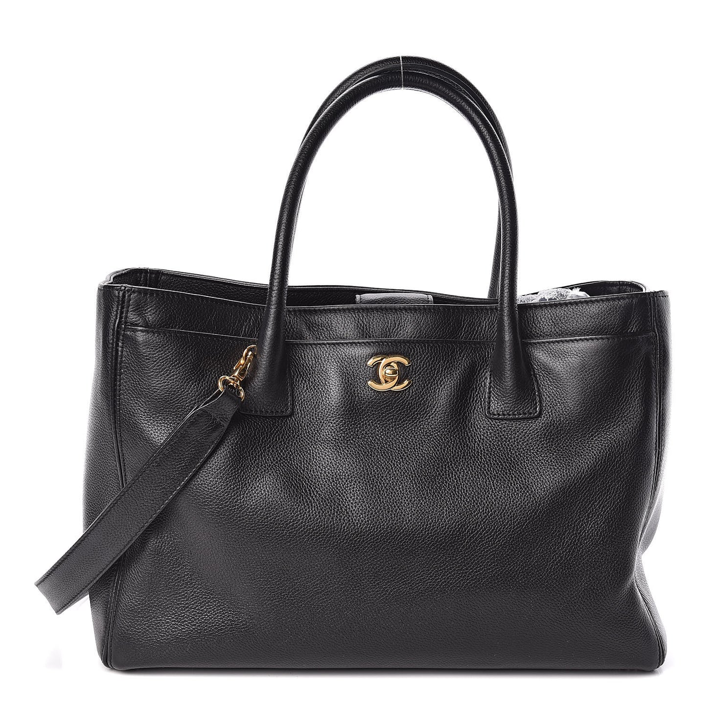 Calfskin Cerf Executive Shopper Tote Black