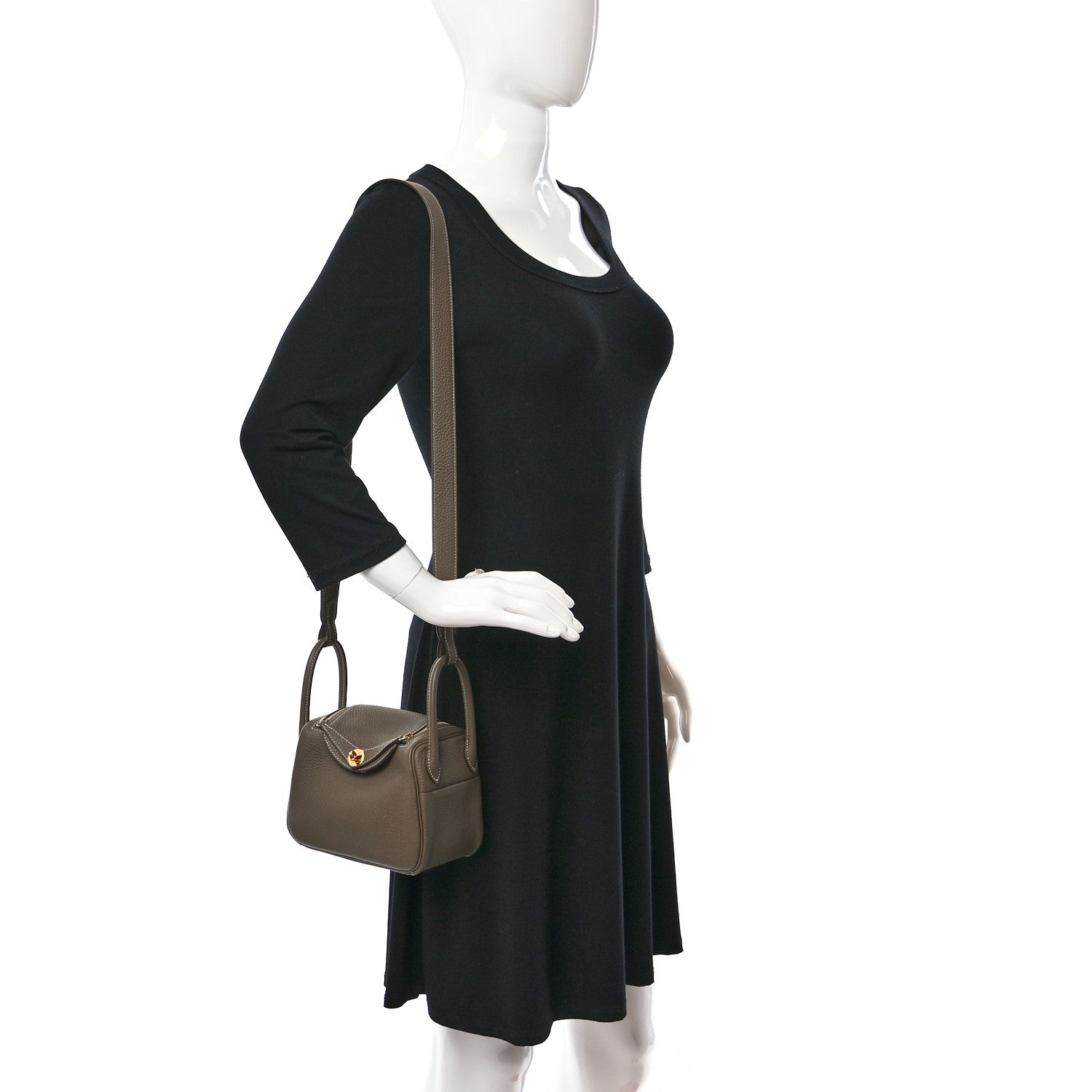 Hermes Taurillon Clemence Mini Lindy 20 Etoupe 2 of 11