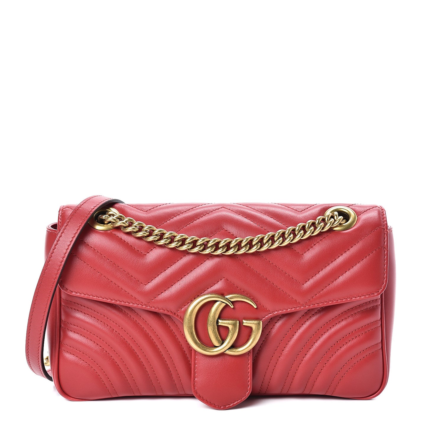 Calfskin Matelasse Small GG Marmont Shoulder Bag Hibiscus Red