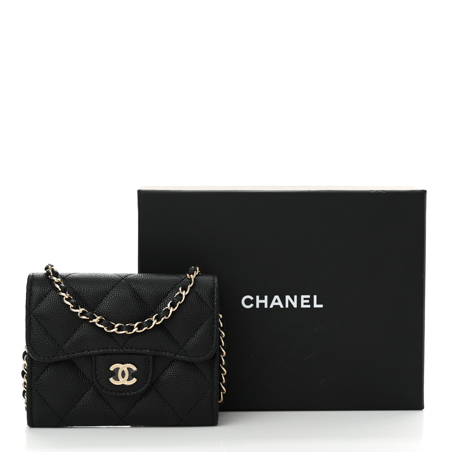 Chanel Caviar Quilted Flap Card Holder On Chain Black 12 of 12