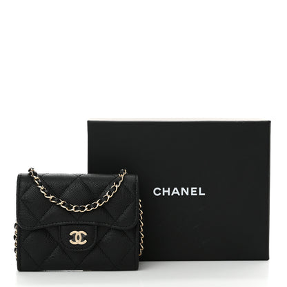 Chanel Caviar Quilted Flap Card Holder On Chain Black 12 of 12