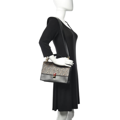 Fendi Vitello Liberty Bi-Color FF 1974 Embossed Kan I Shoulder Bag Black Maya 2 of 9
