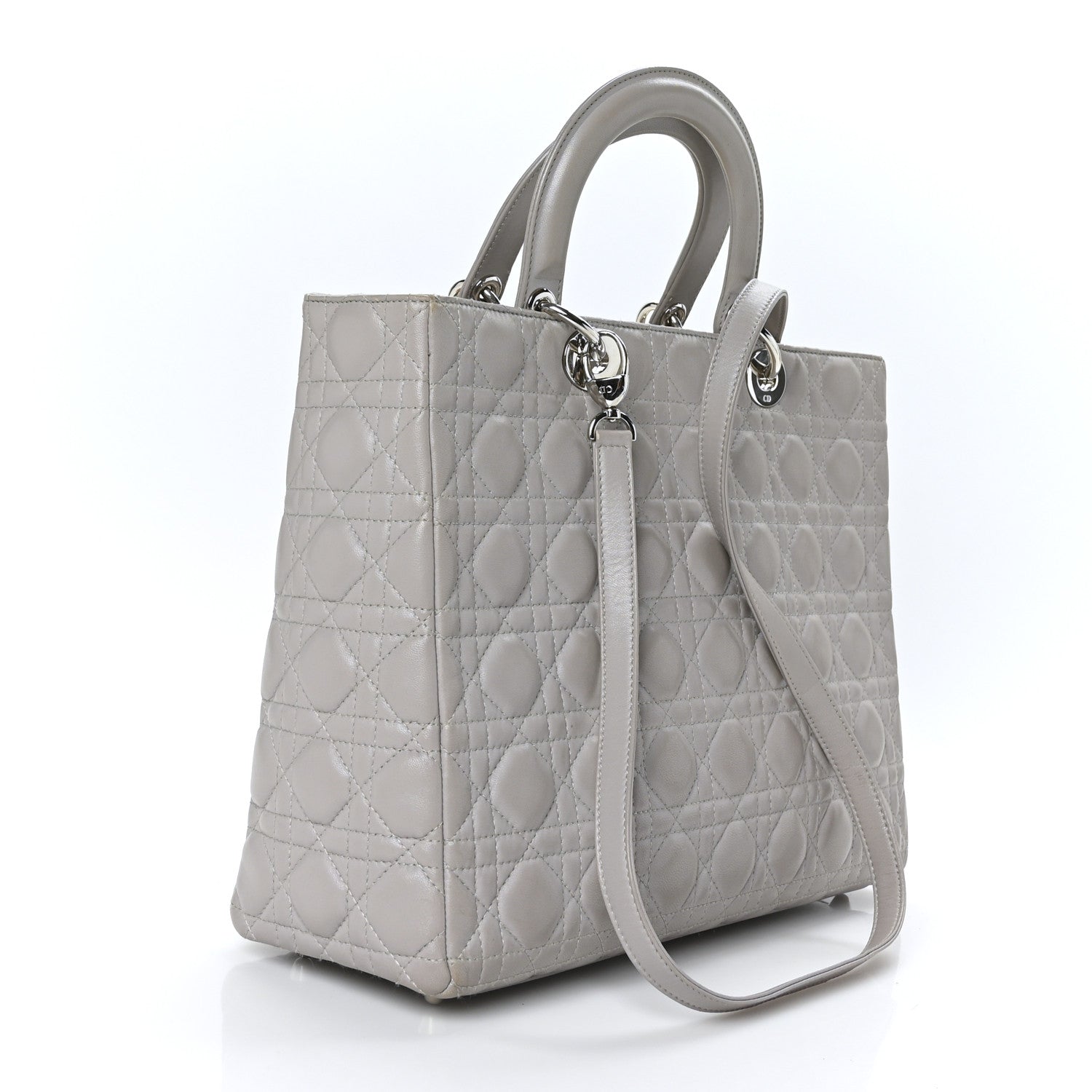 Christian Dior Lambskin Cannage Large Lady Dior Light Grey 3 of 9