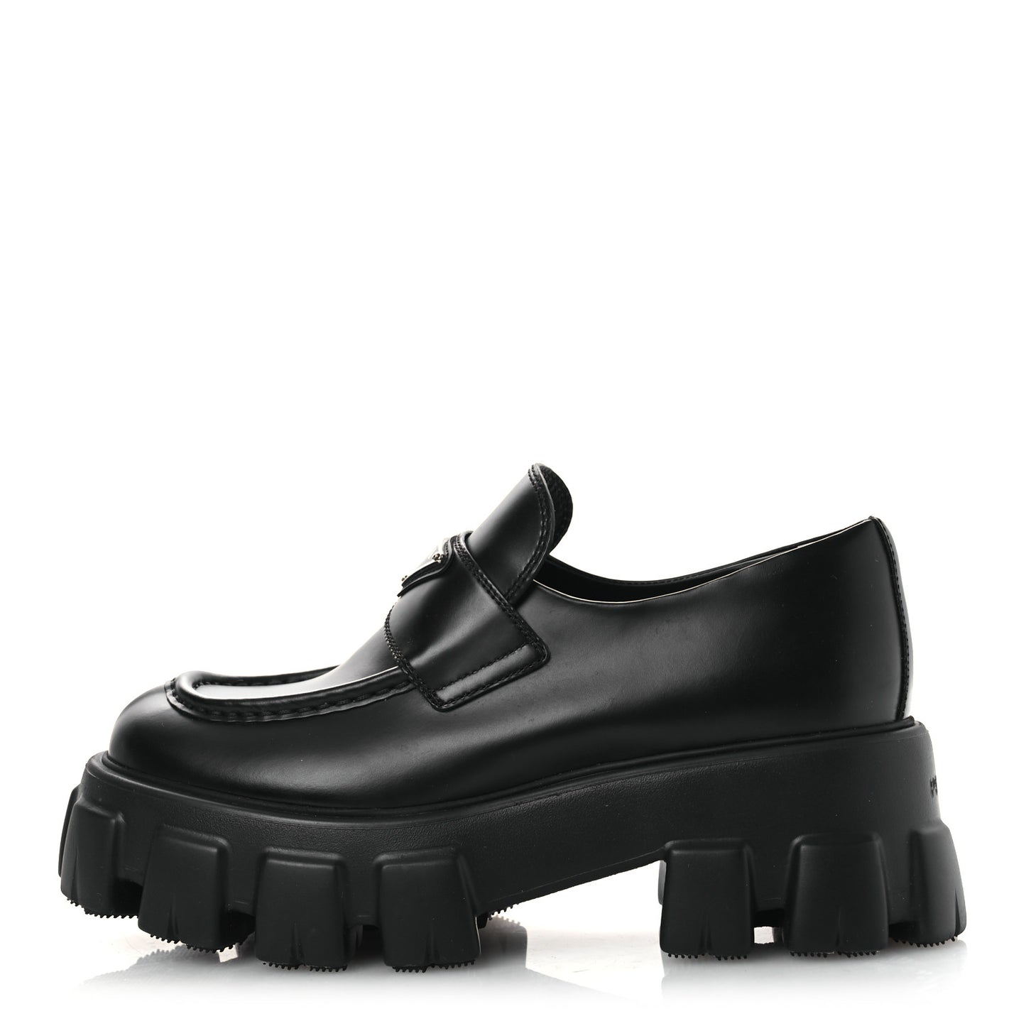 Spazzolato Rois Metal Triangle Logo Monolith 55mm Loafers 39 Black
