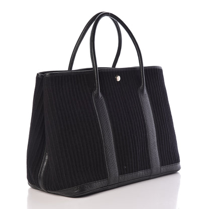 Hermes Ribbed Wool Negonda Garden Party MM 36 Black 3 of 13