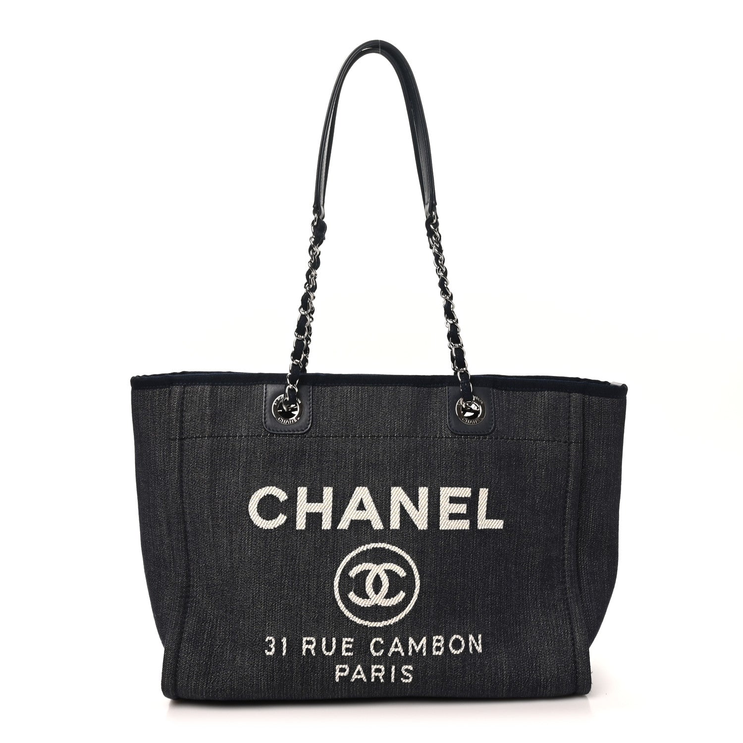 Chanel Denim Small Deauville Tote Dark Blue 1 of 10