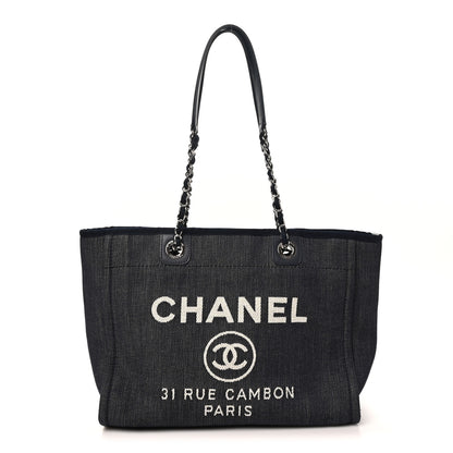 Chanel Denim Small Deauville Tote Dark Blue 1 of 10