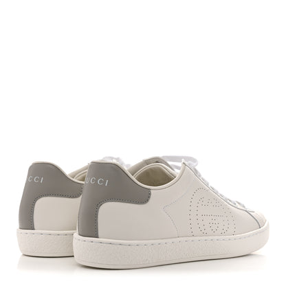 Gucci Calfskin Interlocking G Perforated Womens Ace Sneakers 37.5 White Grey Sky 5 of 10