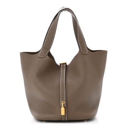 Hermes Taurillon Clemence Picotin Lock 22 MM Etoupe 1 of 11