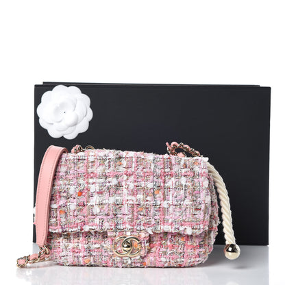 Chanel Tweed Mini Pearl Handle Flap Pink Beige Orange Ecru 9 of 9