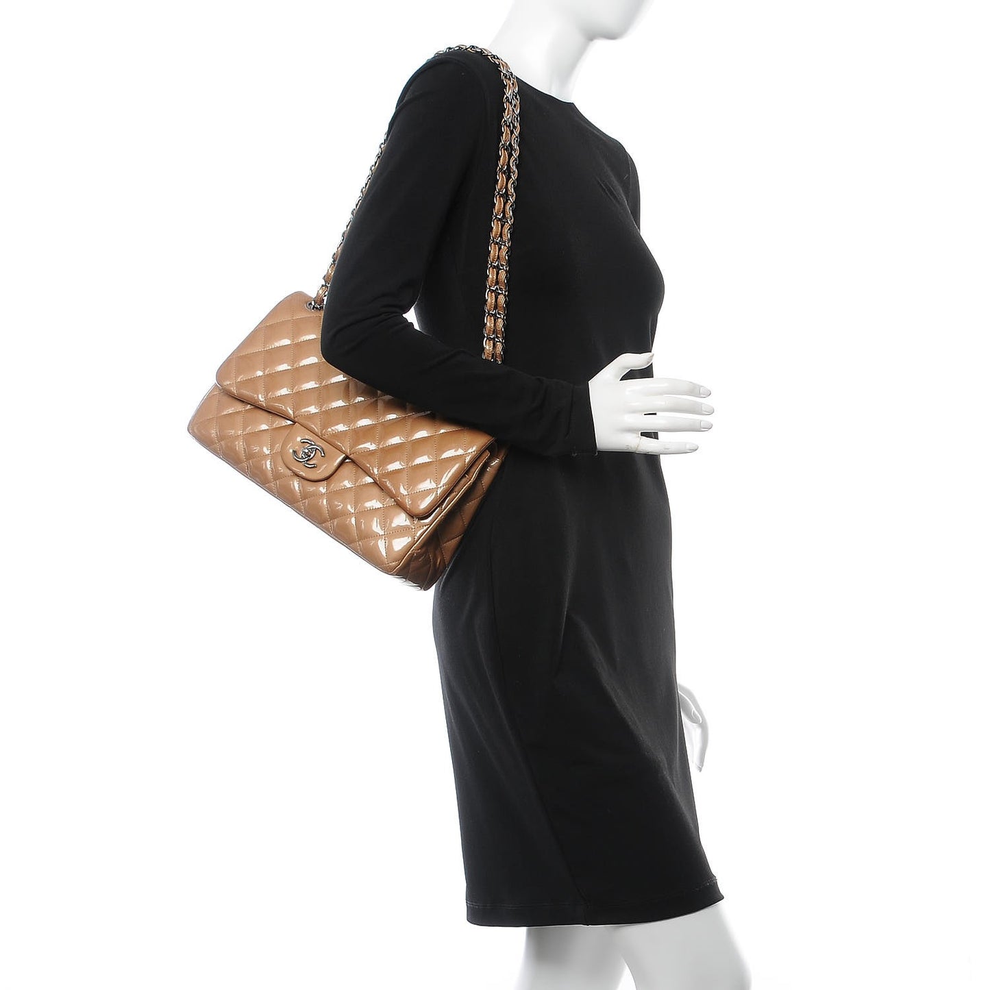 Patent Quilted Jumbo Double Flap Bronze