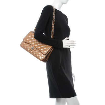 Chanel Patent Quilted Jumbo Double Flap Bronze 2 of 11
