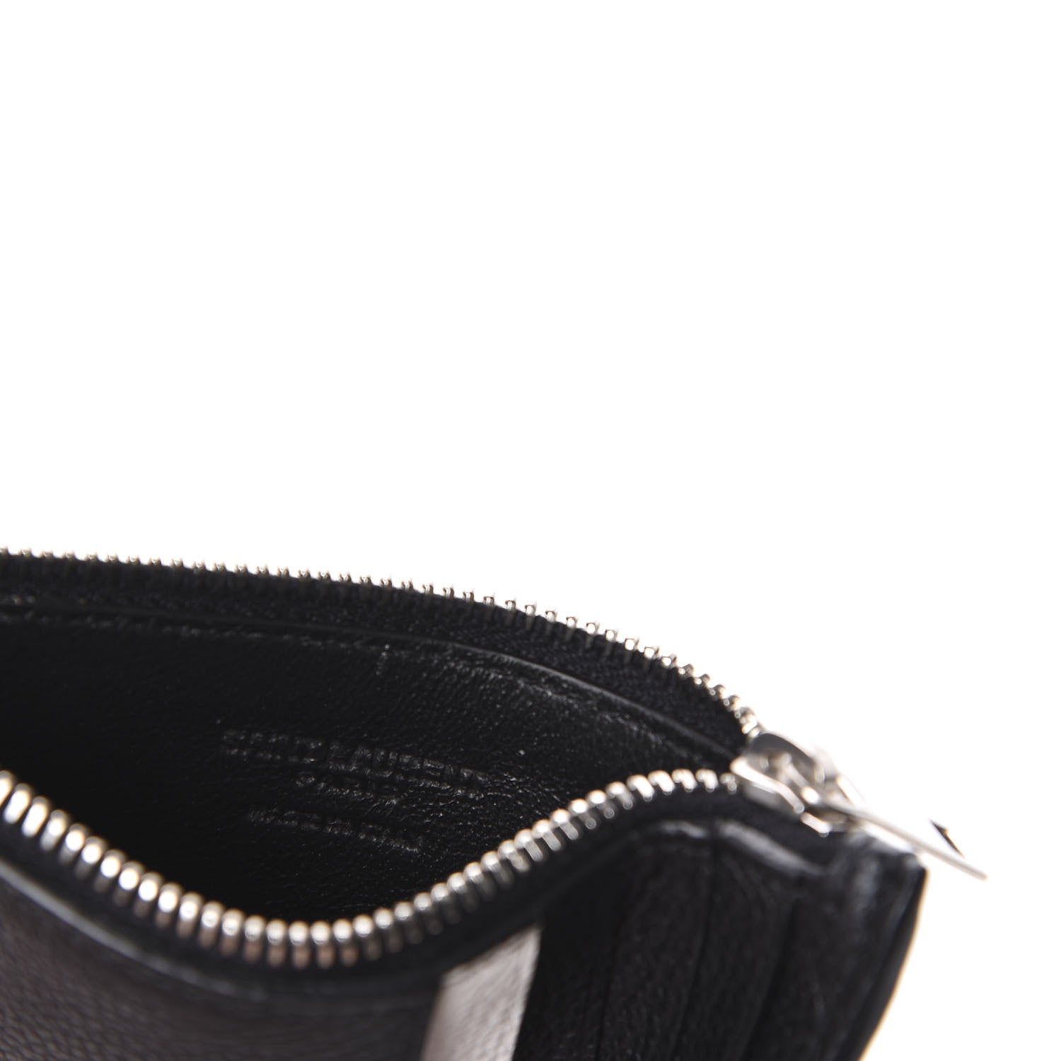 Saint Laurent Grained Calfskin 5 Fragments Zip Pouch Card Holder Black 6 of 10