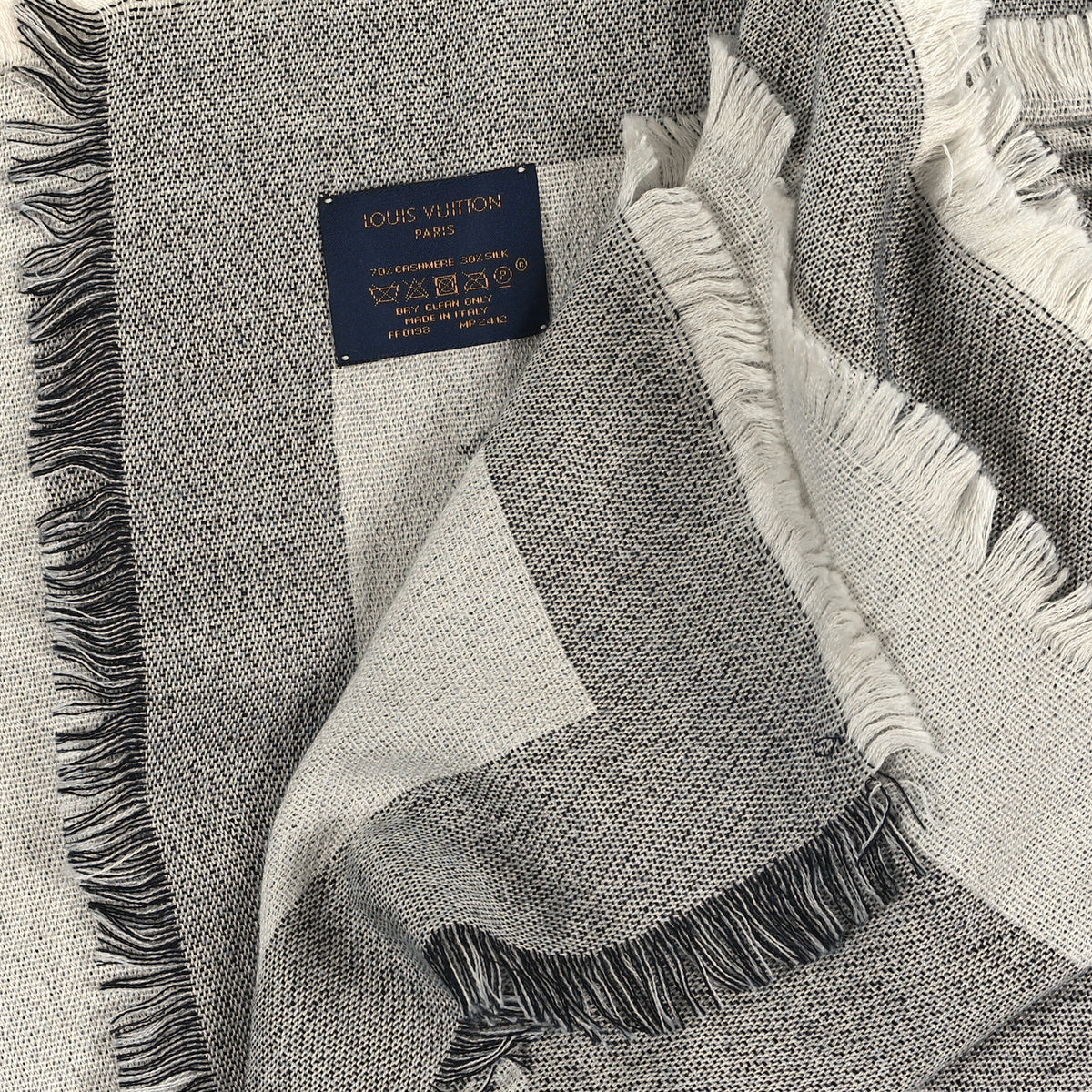 Cashmere Silk Monogram Giant Shawl Black