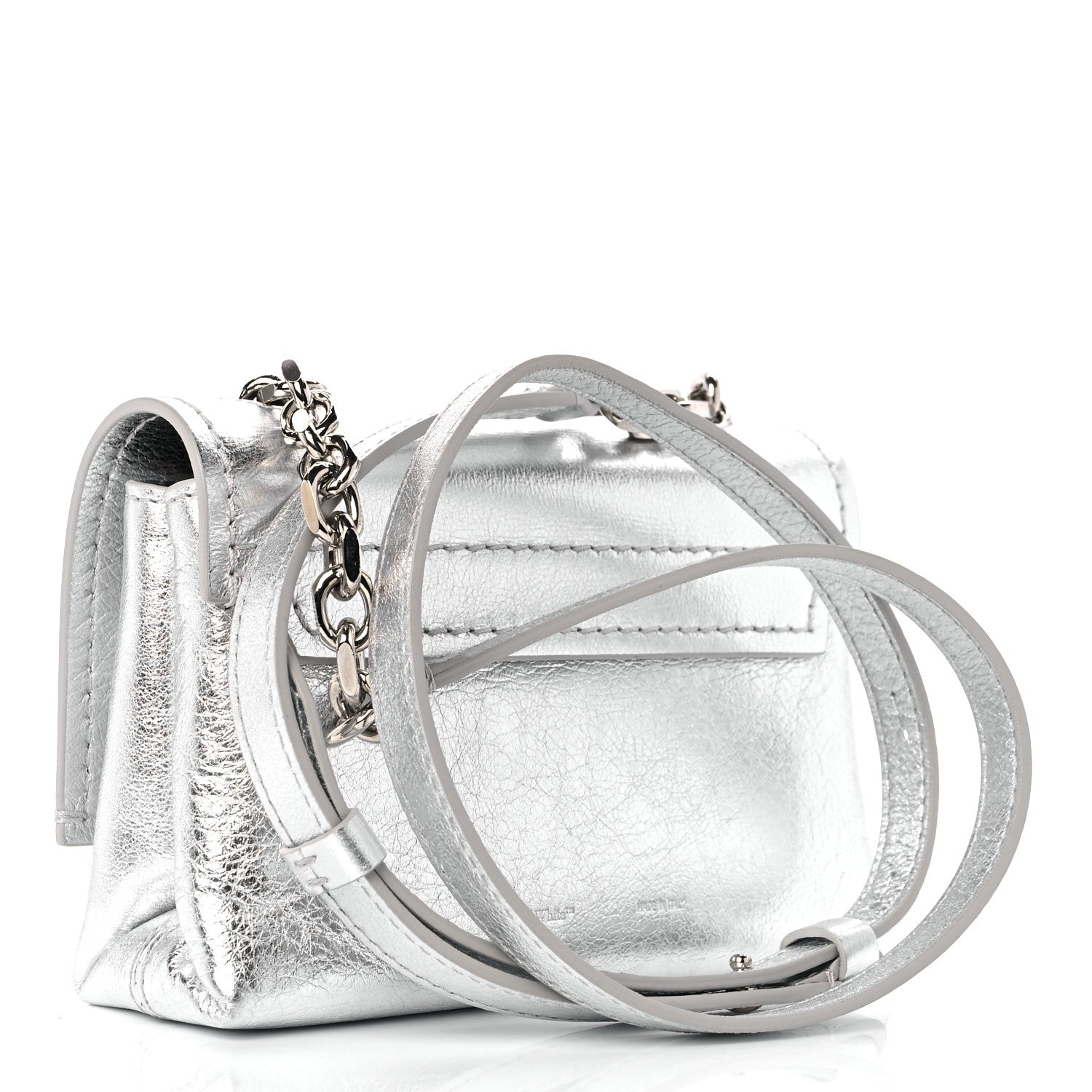 Off-White Calfskin Metallic Small Binder Clip Crossbody Silver 3 of 8