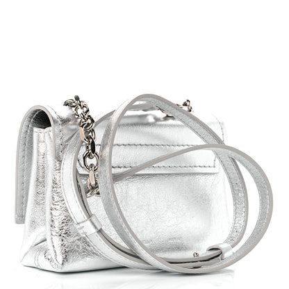 Off-White Calfskin Metallic Small Binder Clip Crossbody Silver 3 of 8