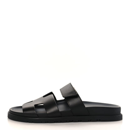 Hermes Calfskin Womens Chypre Sandals 39 Black 1 of 7