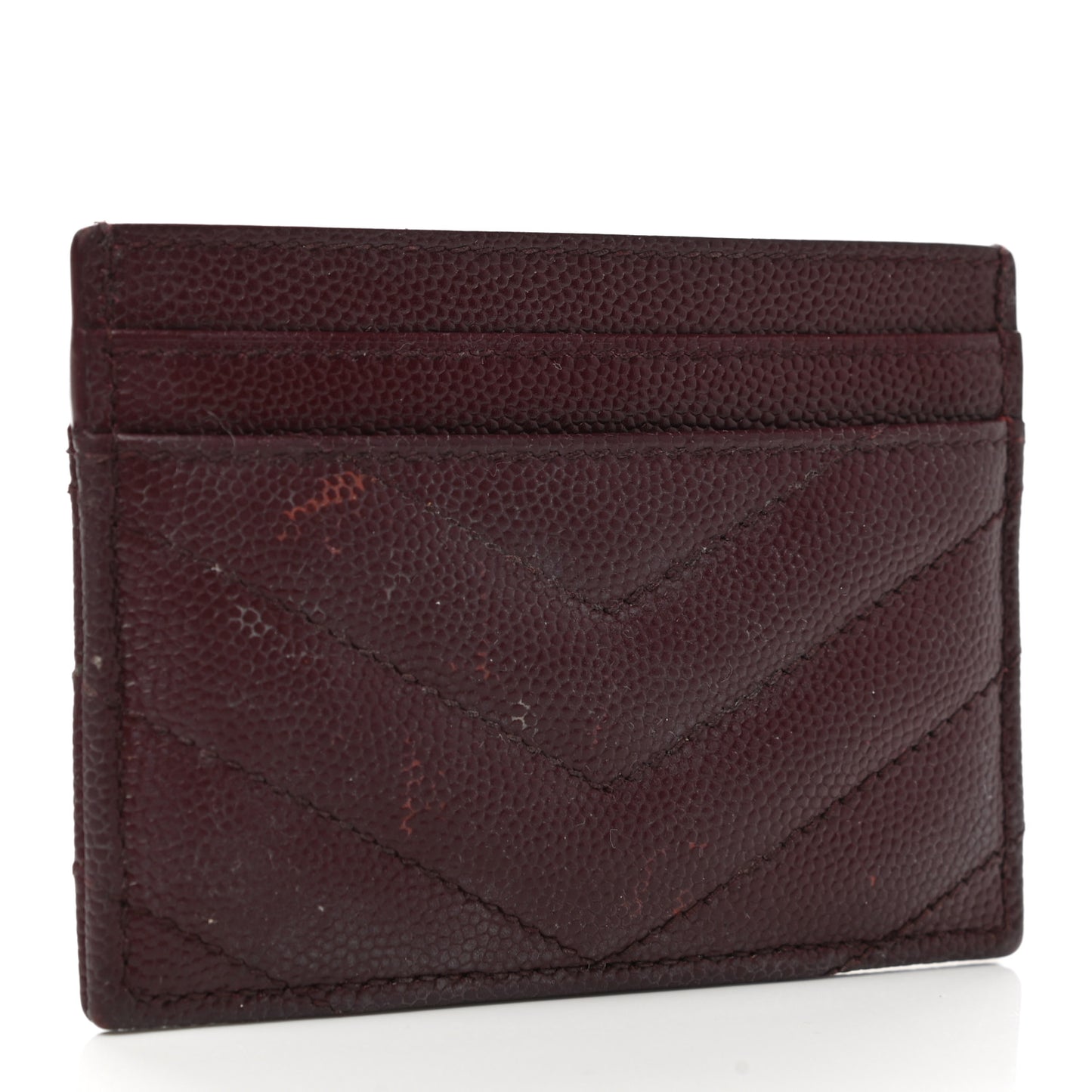 Grain De Poudre Matelasse Chevron Cassandre Credit Card Case Bordeaux