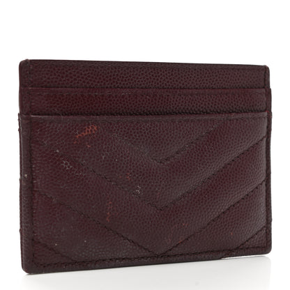 Saint Laurent Grain De Poudre Matelasse Chevron Cassandre Credit Card Case Bordeaux 3 of 7