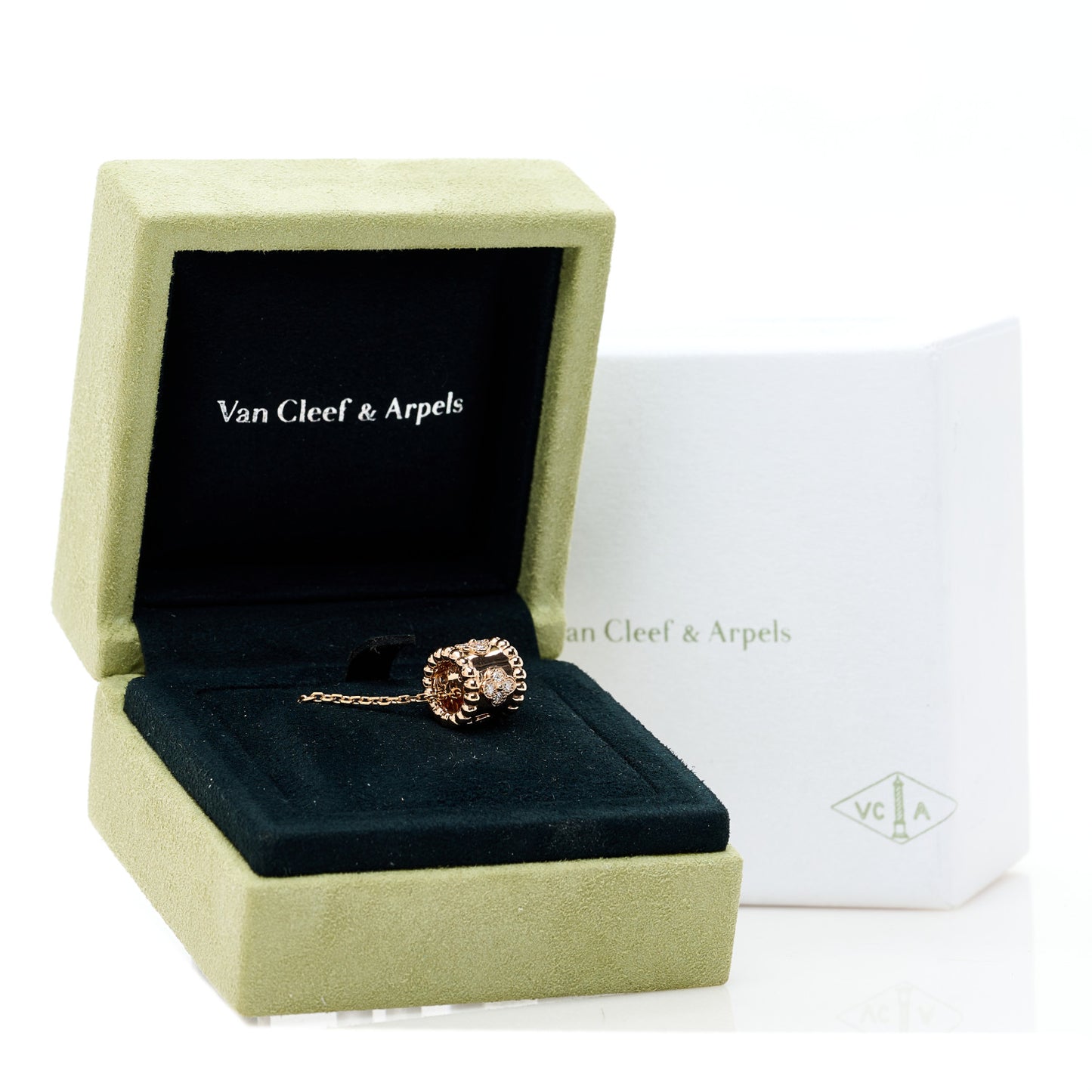 18K Rose Gold Diamond Small Perlee Clovers Pendant Necklace