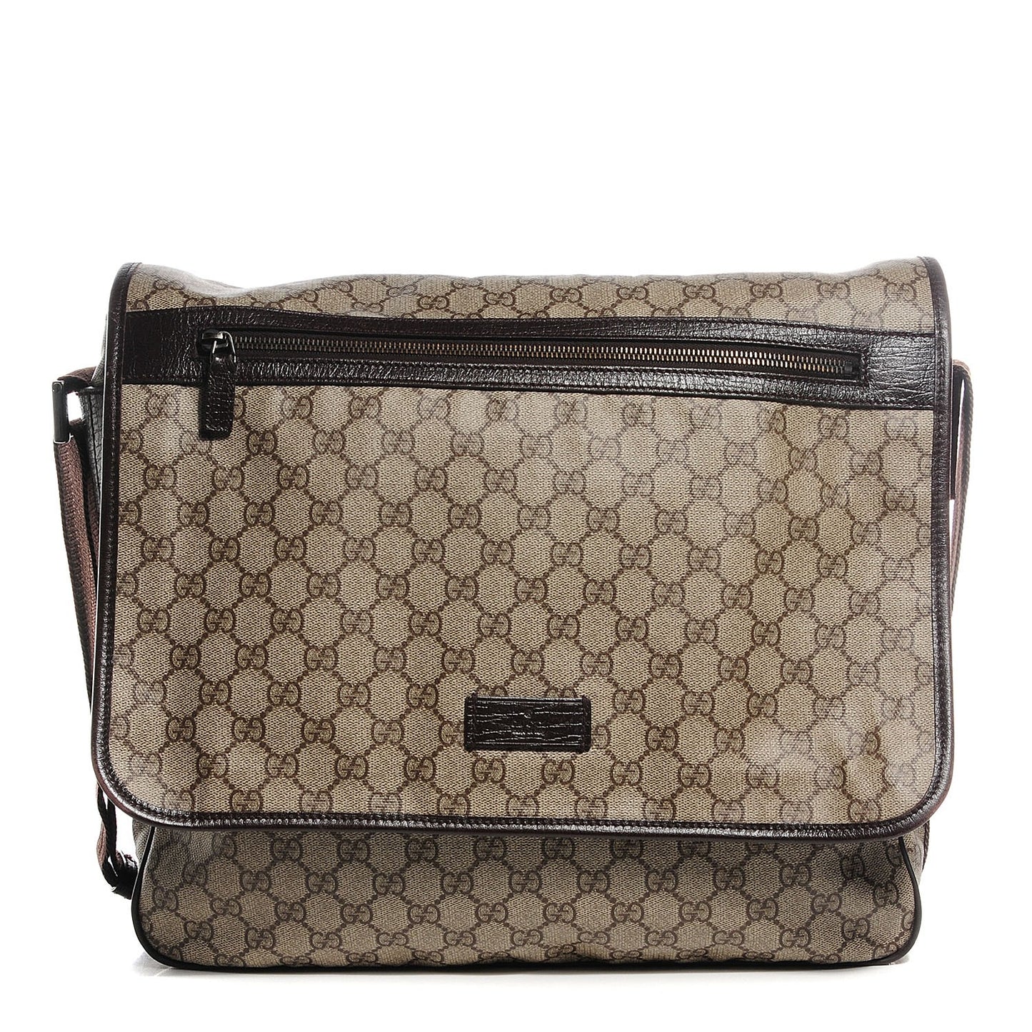 GG Plus Monogram Large Flap Messenger Bag Beige Dark Brown