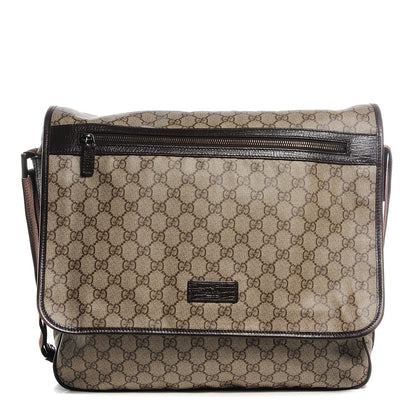 Gucci GG Plus Monogram Large Flap Messenger Bag Beige Dark Brown 1 of 7