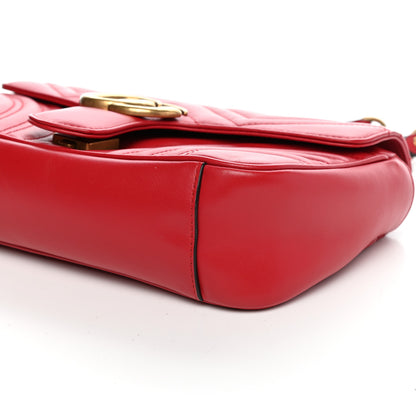 Gucci Calfskin Matelasse Small GG Marmont Shoulder Bag Hibiscus Red 9 of 10