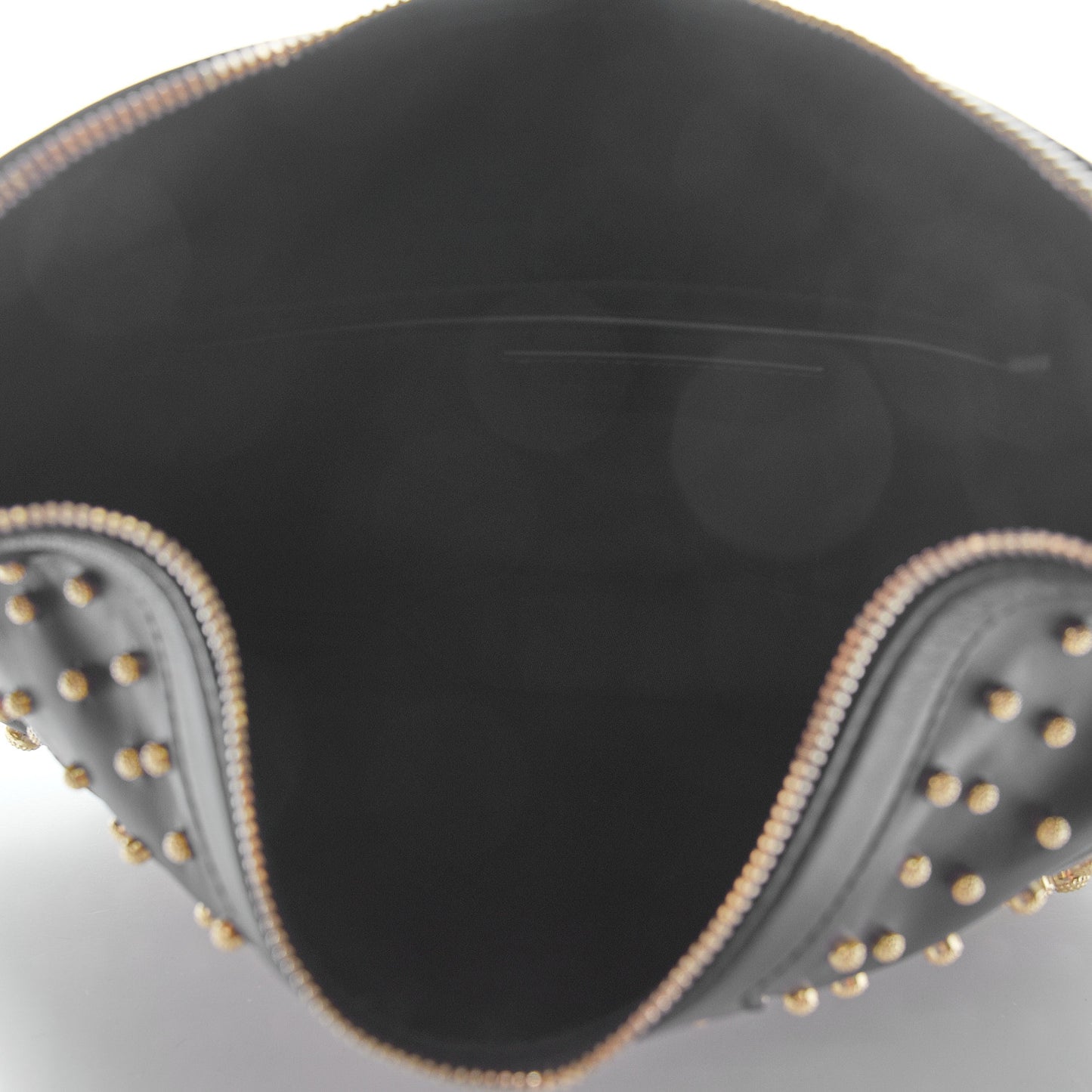 Calfskin Studded De Manta Clutch Black