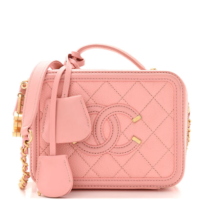 Chanel Caviar Quilted Small CC Filigree Vanity Case Pink 1 of 12