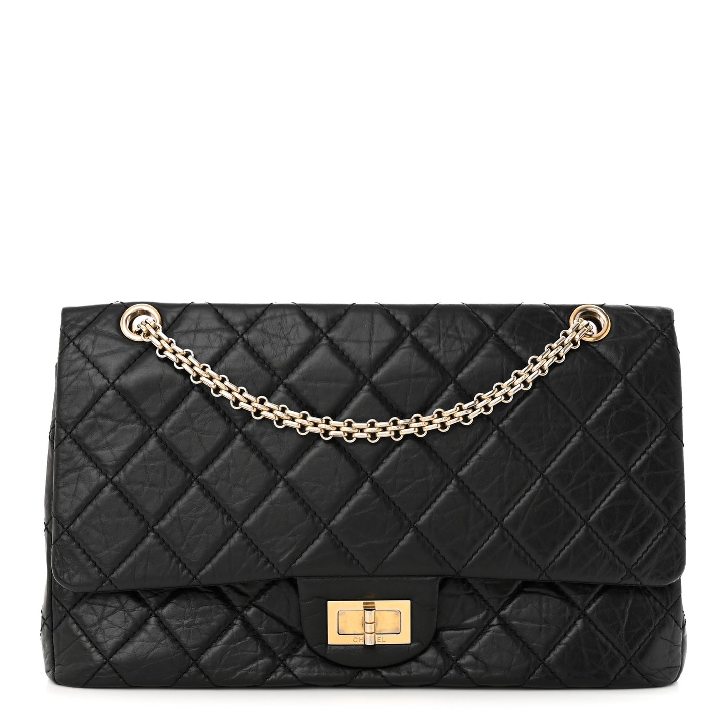 Aged Calfskin Quilted 2.55 Reissue 227 Flap Black