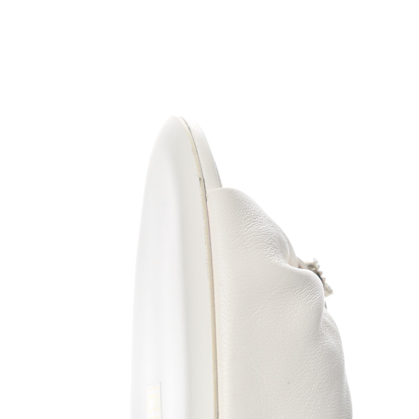 Lambskin Pearl Bow CC Flat Sandals 40.5 White