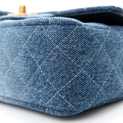 Chanel Washed Denim Quilted Mini Rectangular Flap Blue 10 of 11