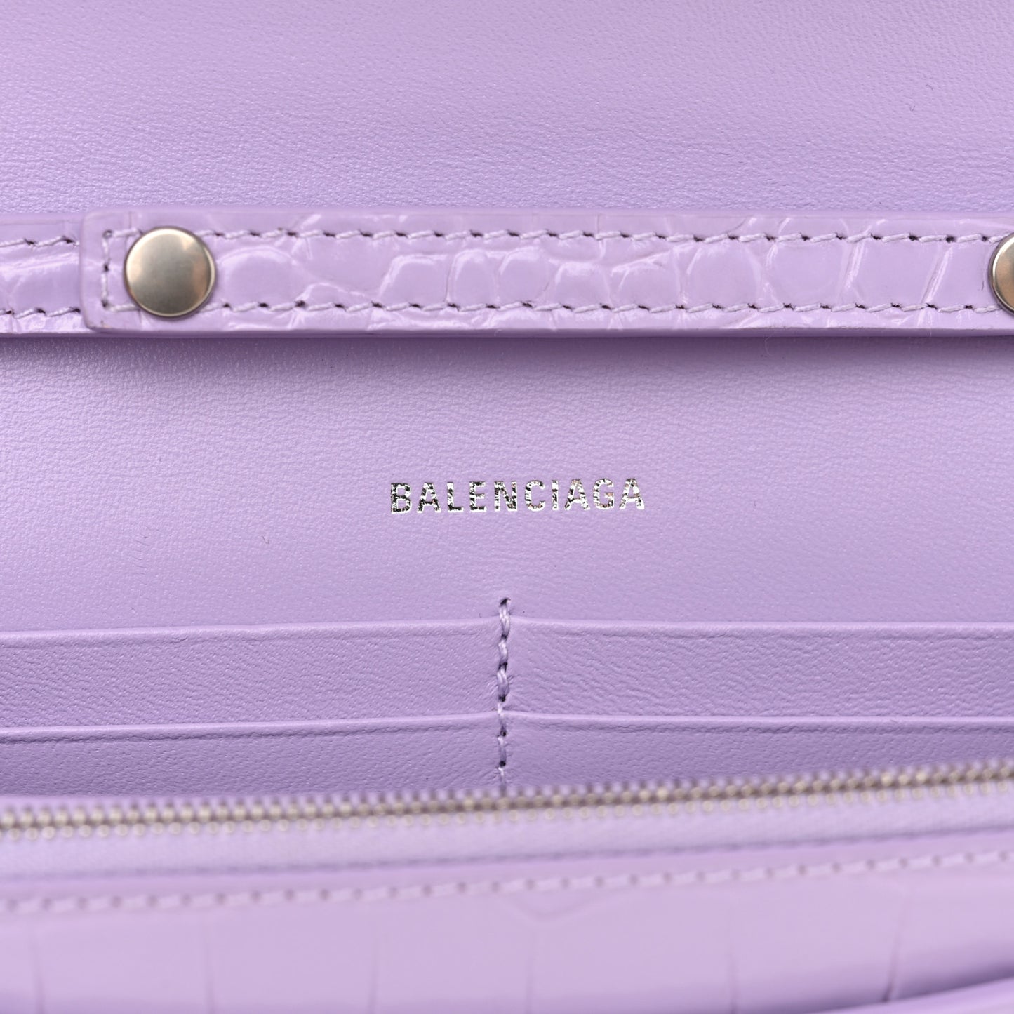 Shiny Calfskin Crocodile Embossed Hourglass Chain Bag Lilac